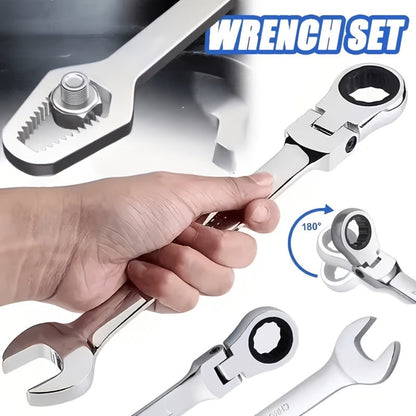 Wrench Set 10-Piece Multi-Function, 8 Hex Wrenches, Flare Wrench & 10mm Ratchet Wrench, Chrome Vanadium Steel