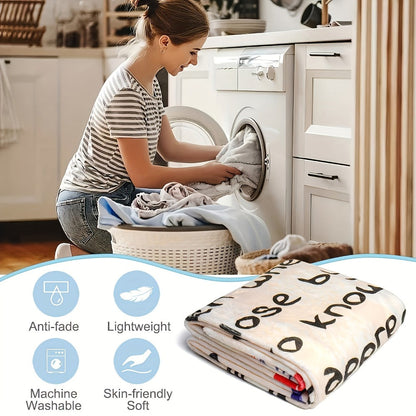 Dear Mom Letter Print Flannel Blanket with 50 x 60 or 60 x 80-Inch Size Options for Sofa and Bed Layering