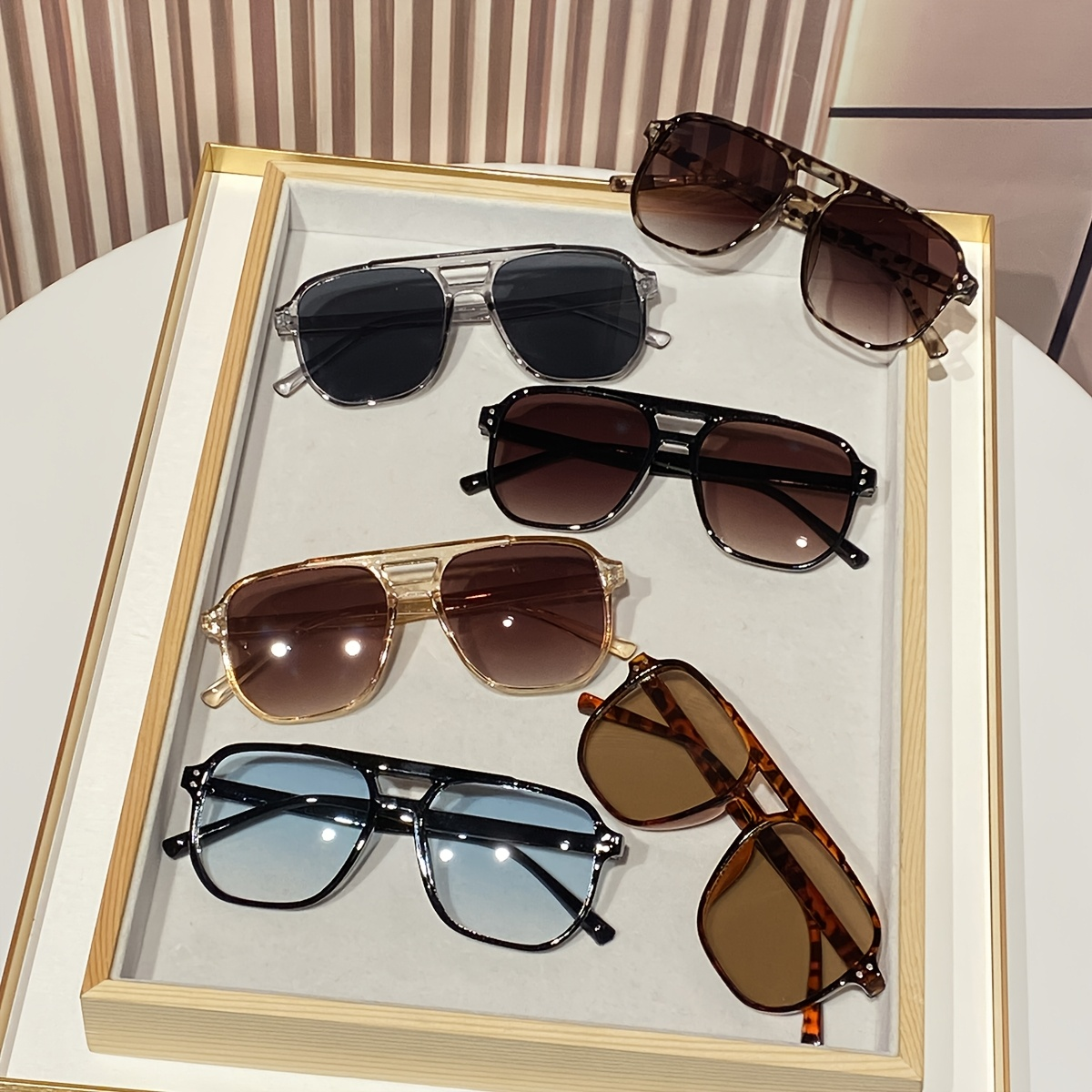 Oversized Round Novelty Glasses 12 Pack Multicolor Tortoiseshell – Double Frame Full Rim Plastic Eyewear Bulk Set for Party Prom Photo Shoot