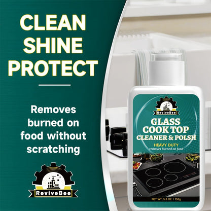 Glass Cooktop Cleaner and Polish – Powerful Stain Remover, Removes Oil Film, Water Spots & Burnt-On Residue