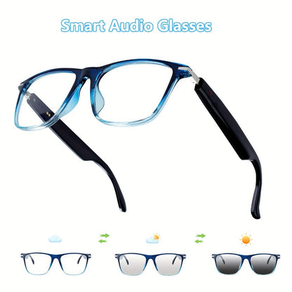 Smart Glasses Photochromic Bluetooth Audio Eyewear with Magnetic Charging and Four Frame Color Options