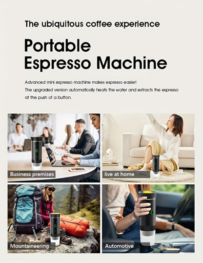 Portable Capsule Coffee Machine USB Rechargeable One-Touch Brewing Compact Espresso Maker for Bath Time, Home Spa and Personal Care