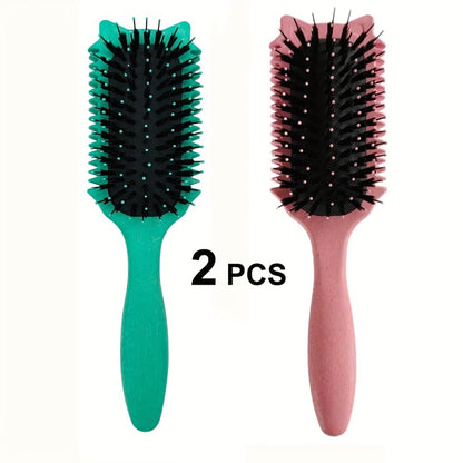 Detangling Brush for Curly Wavy Coily Hair 1 or 2 Pcs – Flexible Bristles Reduce Breakage & Frizz, Gentle Scalp Massage