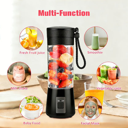 Mini Blender USB Rechargeable 380ml - 6-Blade 22000RPM High-Speed Portable Blender Cup, 304 Stainless Steel