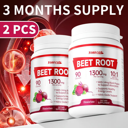 Beet Root Capsules 1300mg High Strength Vegetarian - Natural Nitric Oxide, Blood Flow for Bath Time, Home Spa and Personal Care