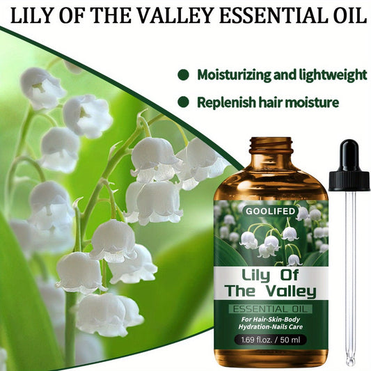 Lily of the Valley Body Oil Blend in a 50ml Amber Dropper Bottle with Floral Green Label Design