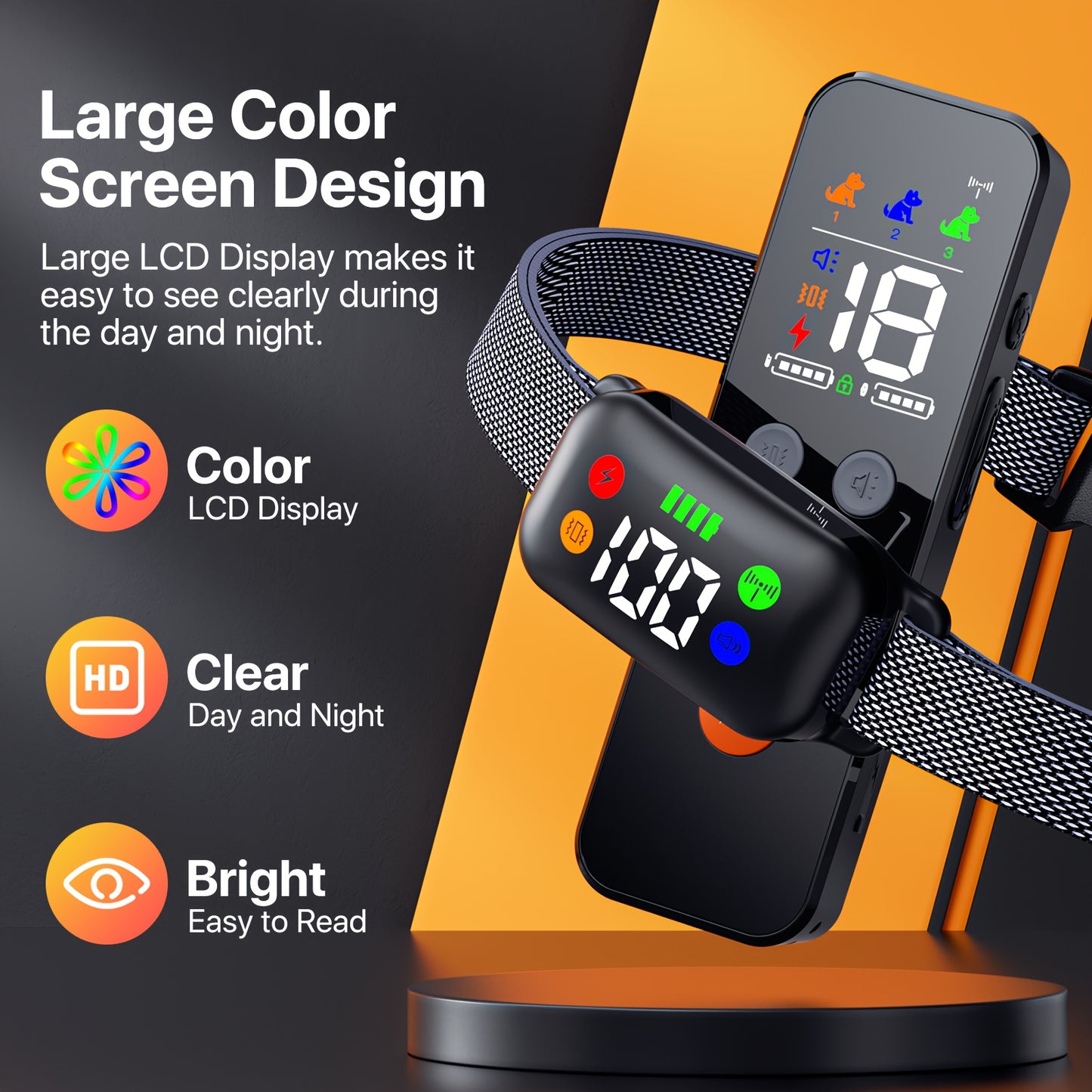 Dog Training Collar with Remote X300 – 4 Modes Shock Vibration Sound Light, Rechargeable E-Collar for Medium Large Dogs 30-120 lbs