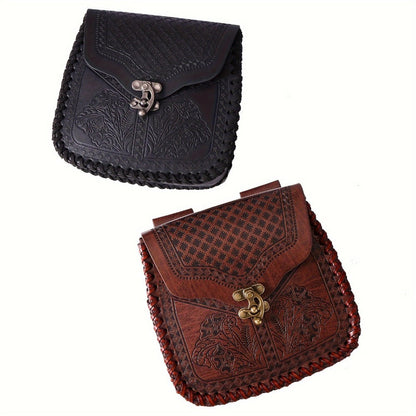 Dragon Embossed Faux Leather Waist Bag, Medieval Viking Norse Style Belt Pouch, Coin Purse Hip Bag for Renaissance Faire