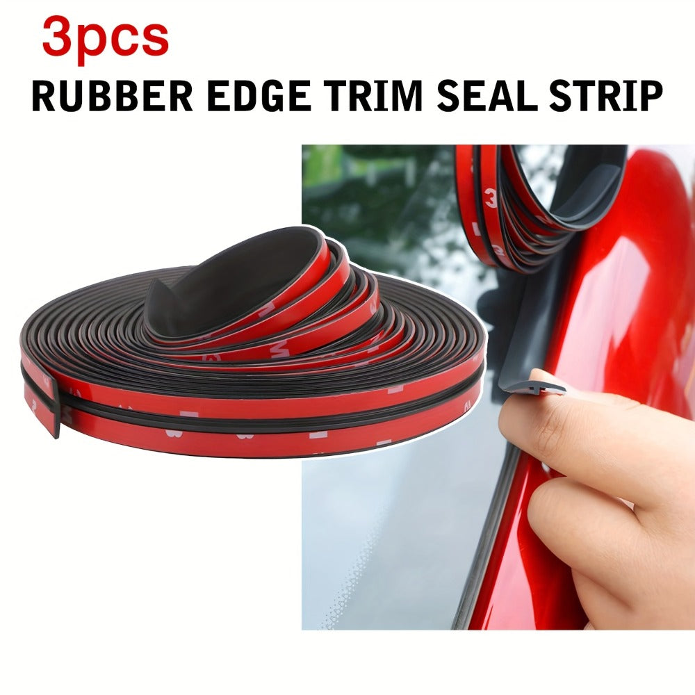 Windshield Seal Strip 3pcs 30ft – Premium Rubber T-Seal Weatherstrip for Car Windshield, Sunroof & Rear Window
