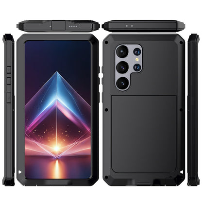 Phone Case with Metal Frame, Integrated Glass Screen Protector and S Pen Opening for Select Galaxy S23-S25 Models