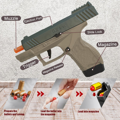 Bullet Toy Gun with Jumping Shell & 2 Magazines with the Listed Color, Size or Set Options for Everyday Use