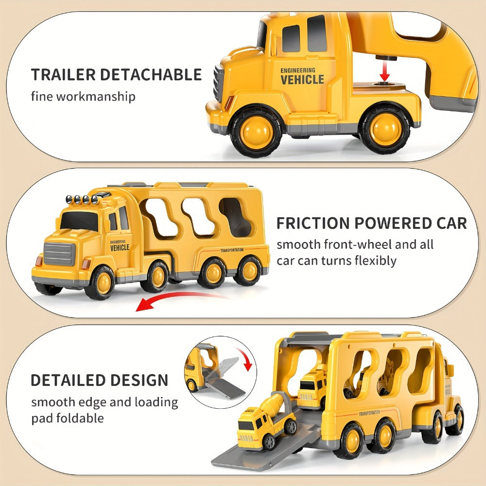 Construction Carrier Truck Toy Set for Kids Ages 3-7 with the Listed Color, Size or Set Options for Everyday Use