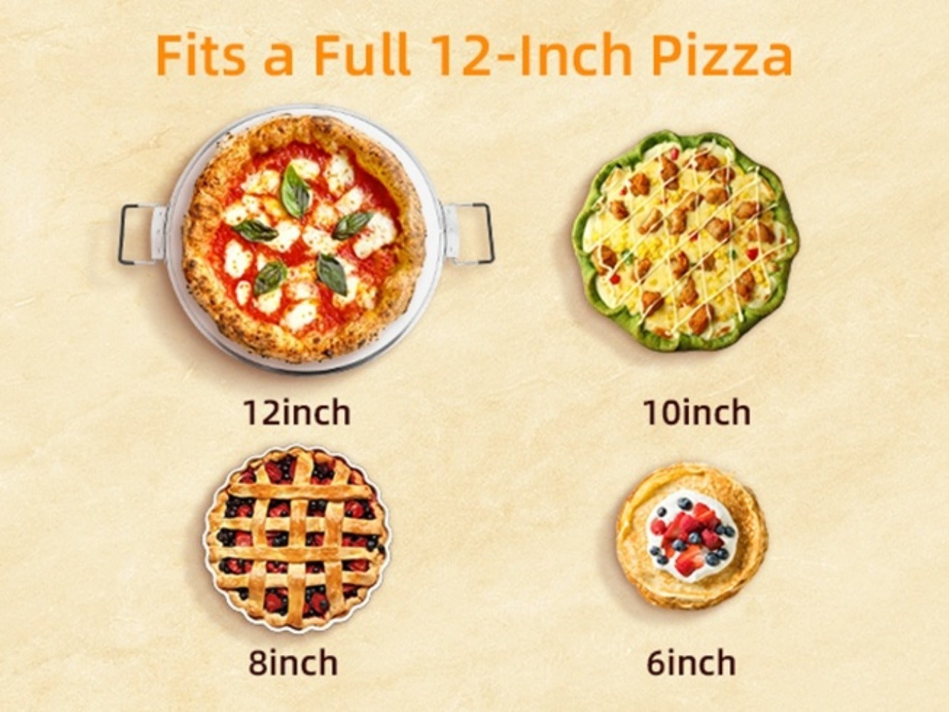 Indoor Pizza Oven Countertop, 12-Inch Electric Pizza Maker Machine for Home Kitchen, Heats Up to 800°F