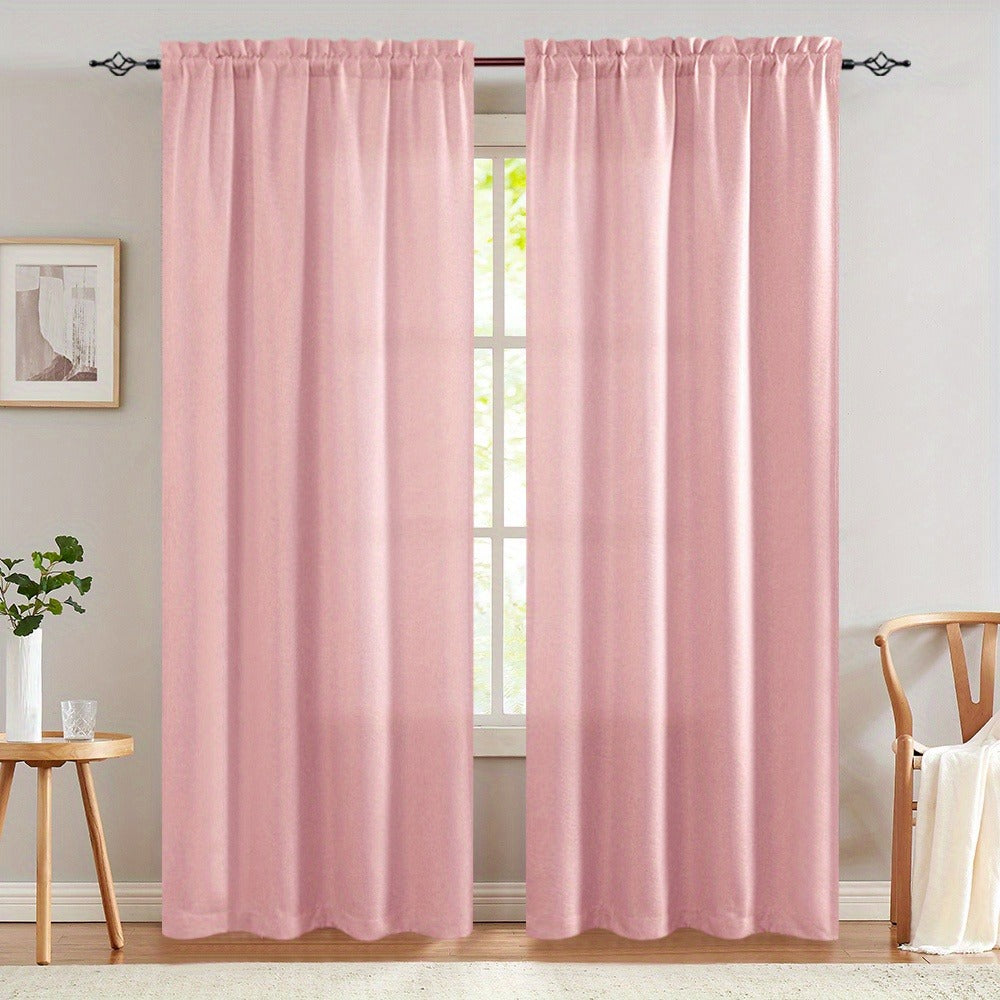 Two-Panel Solid Window Curtain Set with Rod-Pocket Top, 40 x 95-Inch Size and Two Color Options