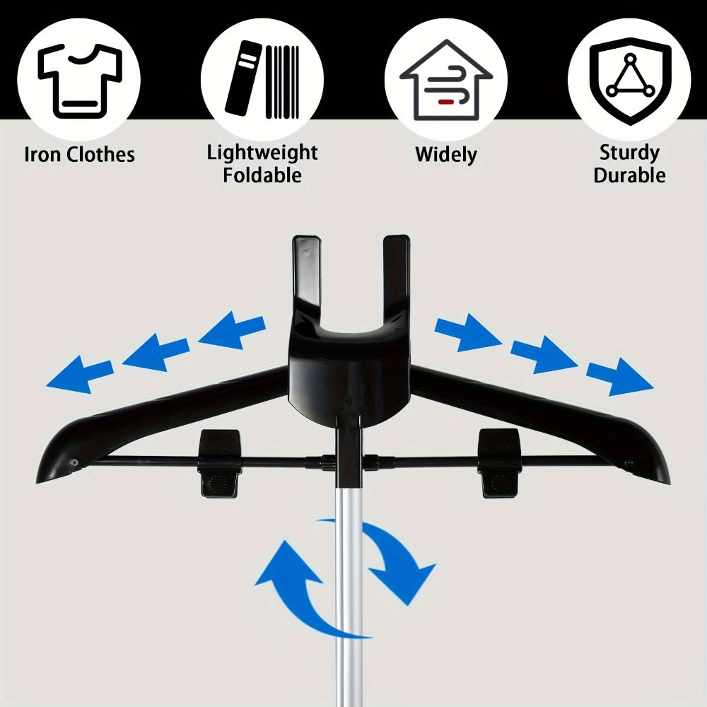 Telescopic Garment Drying Stand with Three Rotating Hanger Arms, Adjustable Height and Gray or Black Finish