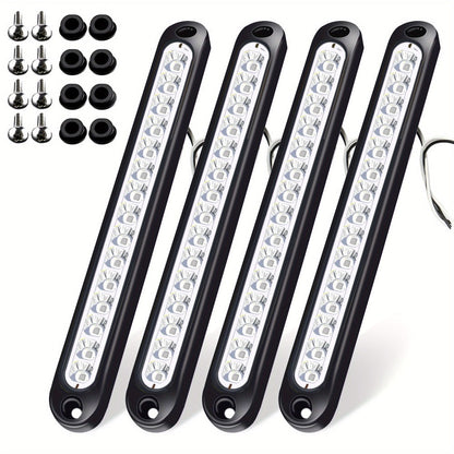 LED Trailer Marker Lights 4-Pack – 15 LED Stop Turn Signal Tail Light Bar for Truck, Semi, Boat Trailer & RV | Amber, Red, White