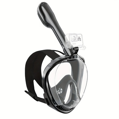 Full Face Snorkel Mask 180° Panoramic View Anti-Fog Anti-Leak Snorkeling Mask with Dry Top Breathing System and Removable Camera Mount