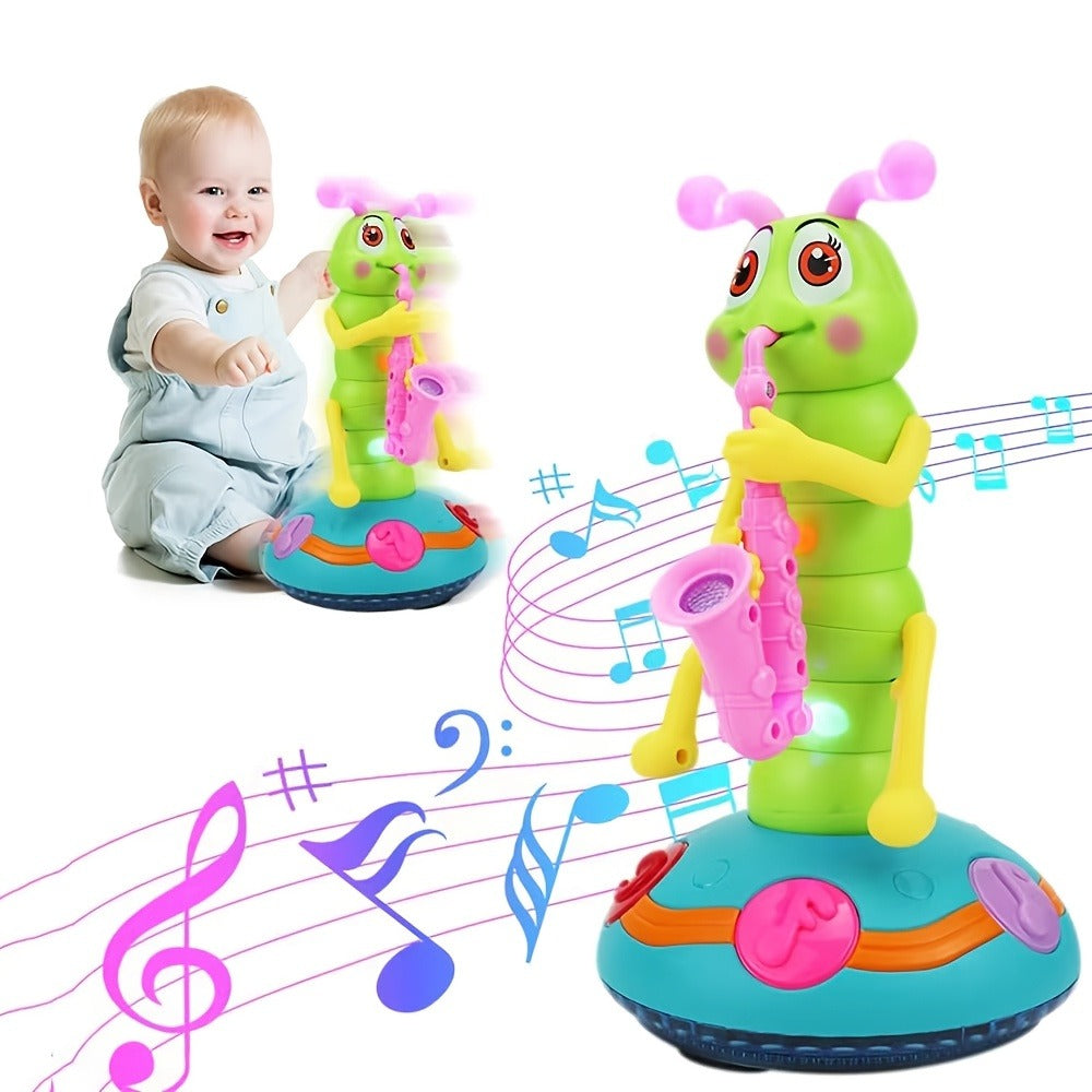 Caterpillar Saxophone Toy for Kids with LED Lights & Music - Electric Musical Instrument for Toddlers