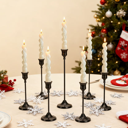 Candle Holder Set 30-Piece Black Metal Taper Stands in Three Heights with Round Bases and 0.86-Inch Cups
