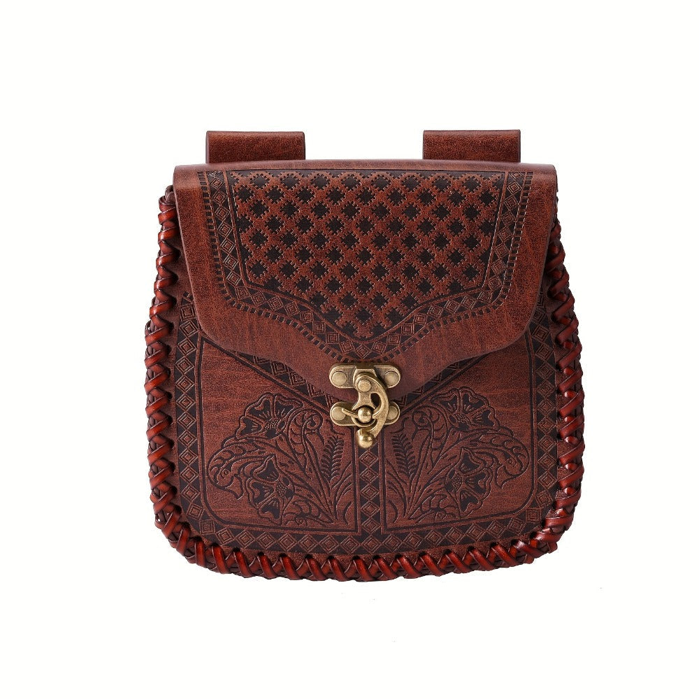 Dragon Embossed Faux Leather Waist Bag, Medieval Viking Norse Style Belt Pouch, Coin Purse Hip Bag for Renaissance Faire