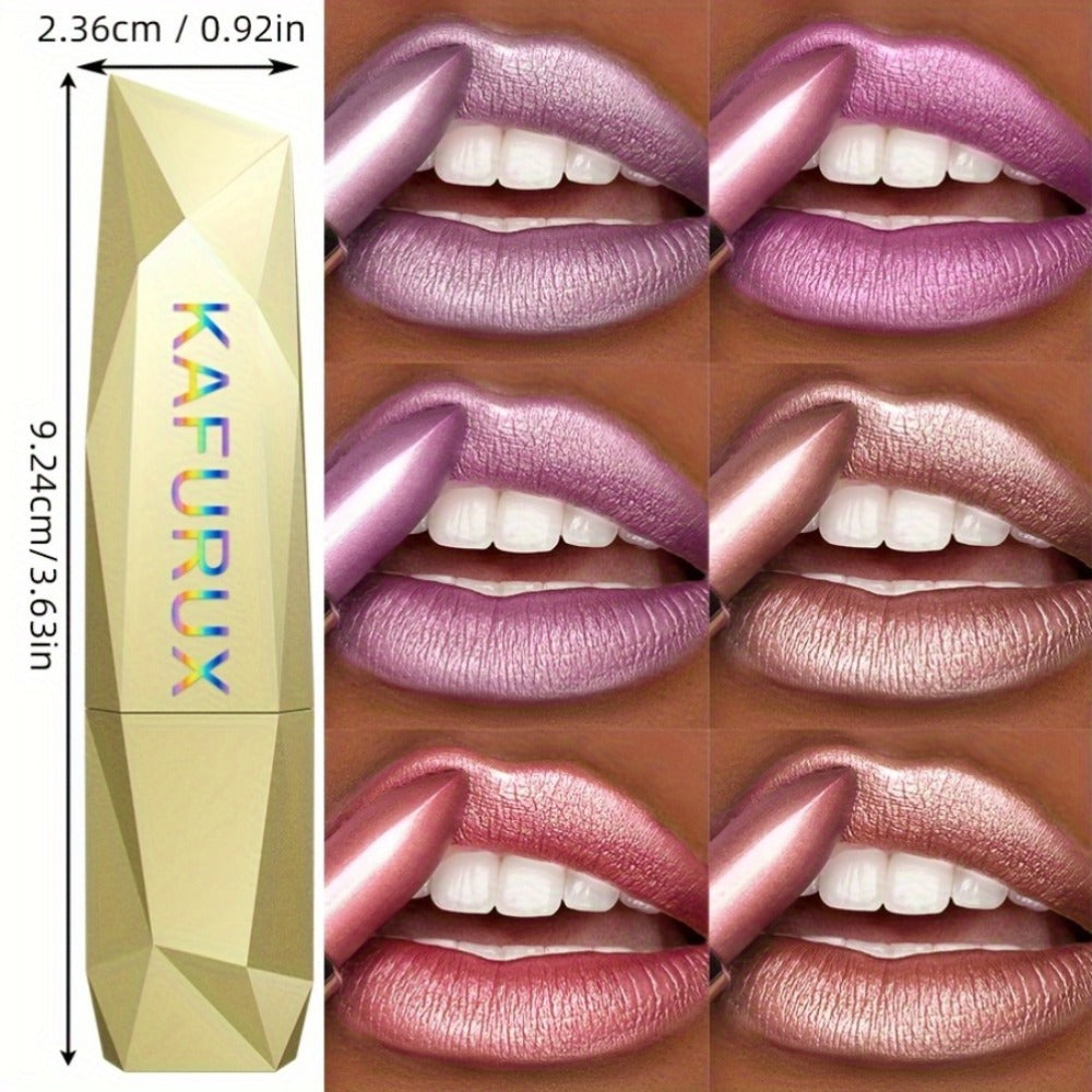 Shimmer Lipstick Set 6 Piece Waterproof Long Lasting Glossy Lip Color Coral Pink Red Purple Shades Makeup Kit for Women Travel Party Daily