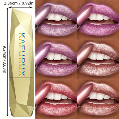 Shimmer Lipstick Set 6 Piece Waterproof Long Lasting Glossy Lip Color Coral Pink Red Purple Shades Makeup Kit for Women Travel Party Daily