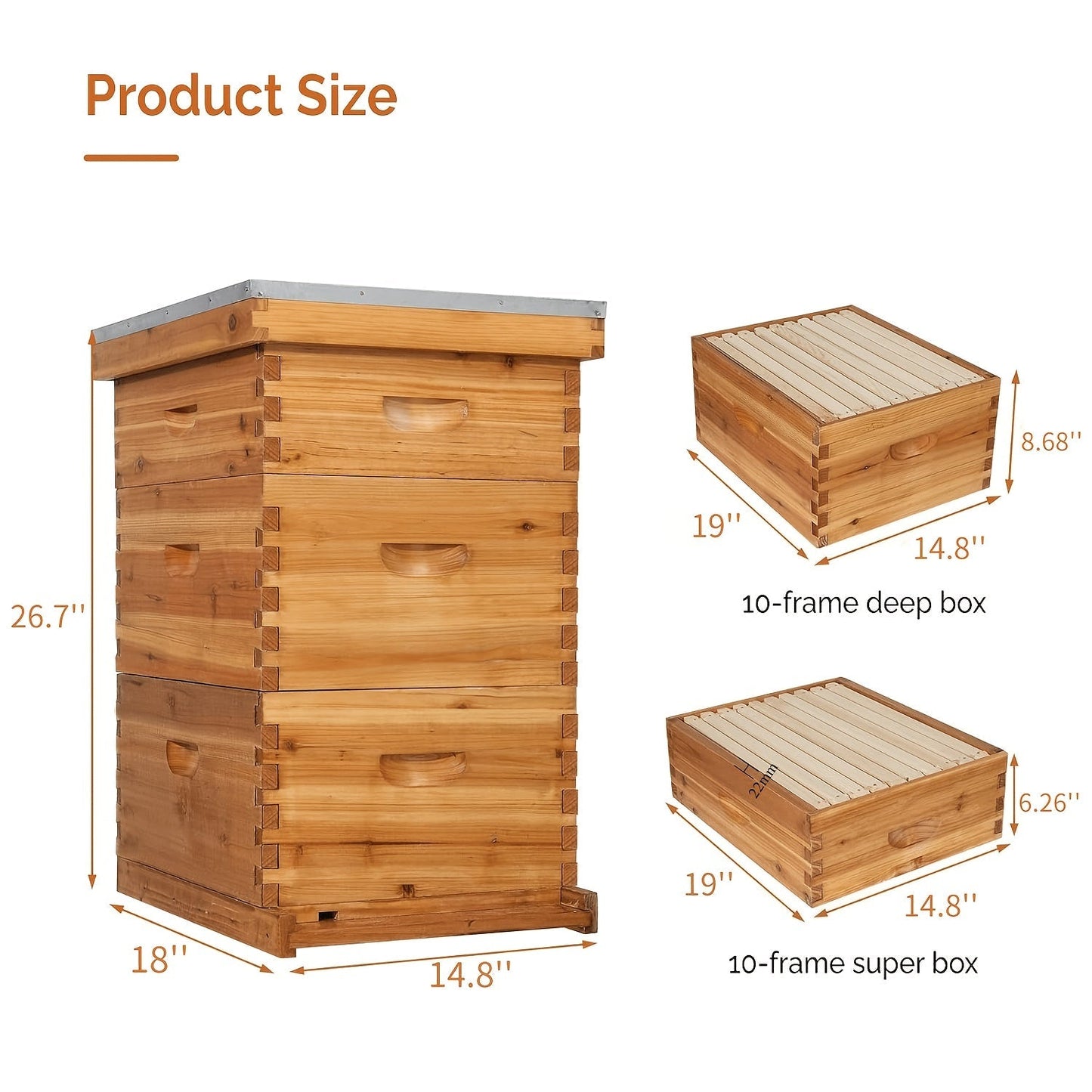 Langstroth Bee Hive Kit Wax Coated Wood 10-Frame 3-Layer Frames for Everyday Face, Beard and Body Grooming