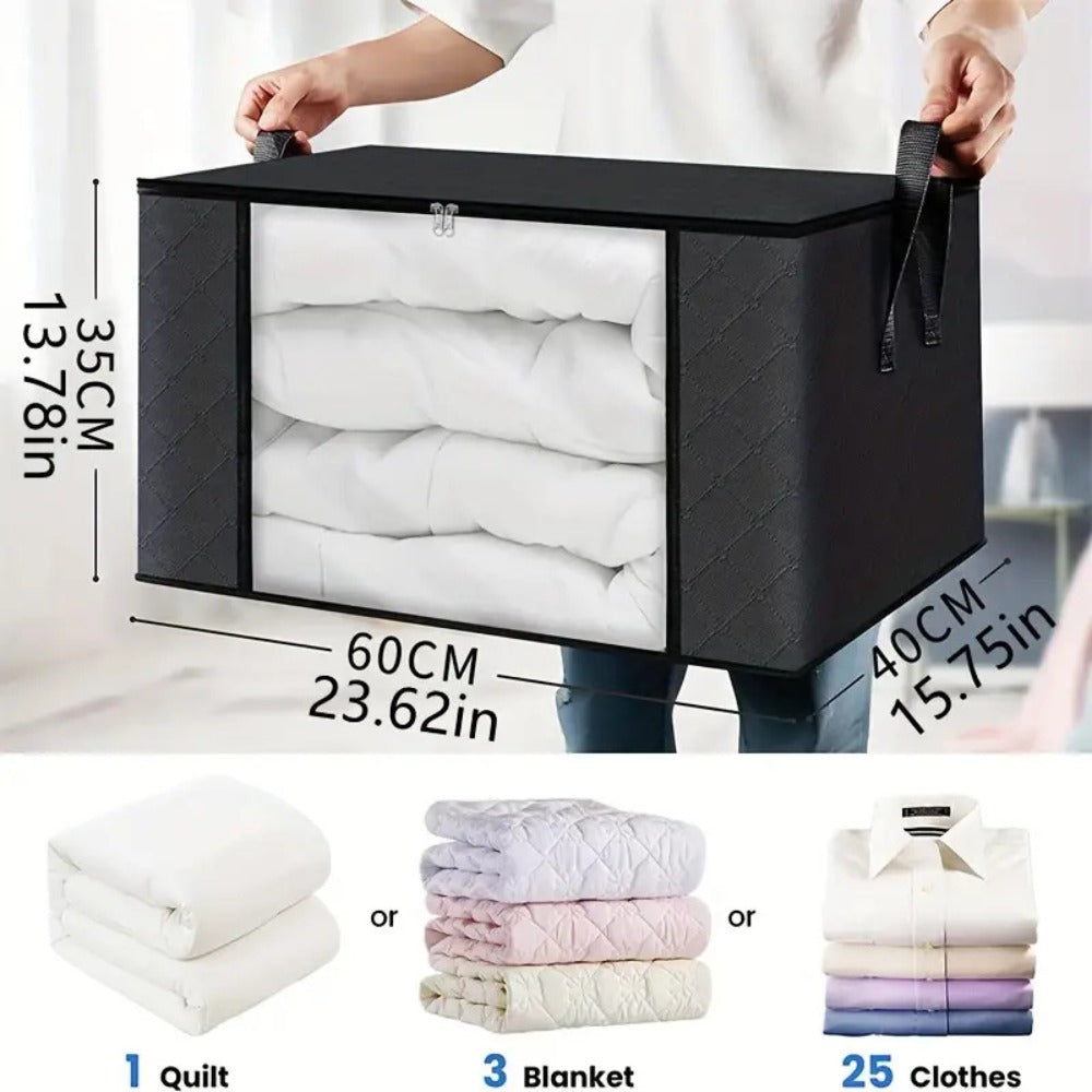 Large Capacity Storage Bags 4-Pack – 23.78 Gallon Foldable Closet Organizer Bins with Reinforced Handles for Clothing, Blankets, Comforters