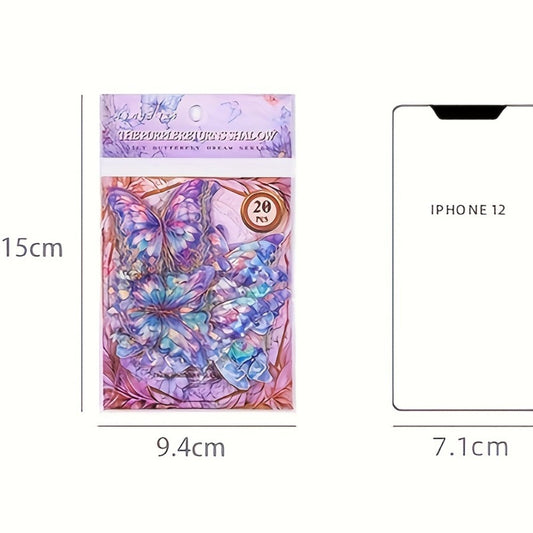 3D Butterfly Stickers 120pcs Holographic Glitter Resin Clear Aesthetic Decal Pack for an Everyday Personal Care Routine