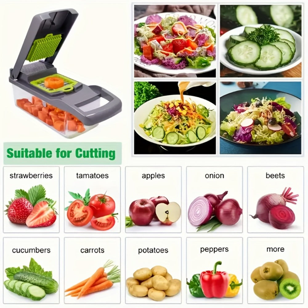 Vegetable Chopper 18-in-1 Upgraded Mandoline Slicer – Professional Onion Chopper Food Dicer Cutter with Container