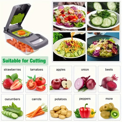 Vegetable Chopper 18-in-1 Upgraded Mandoline Slicer – Professional Onion Chopper Food Dicer Cutter with Container