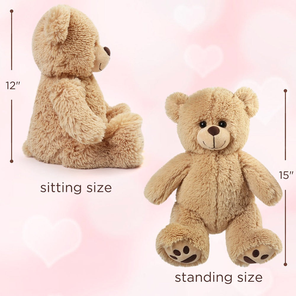 Teddy Bear Stuffed Animal 15 Inch Classic Brown Plush Bear with Safe with the Listed Color, Size or Set Options for Everyday Use