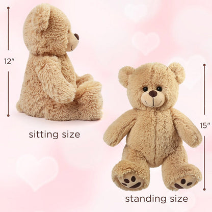 Teddy Bear Stuffed Animal 15 Inch Classic Brown Plush Bear with Safe with the Listed Color, Size or Set Options for Everyday Use