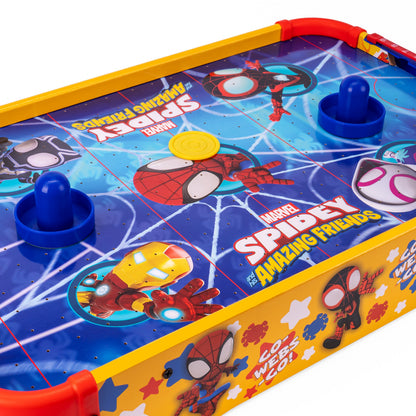 Kids Tabletop Air Hockey Table Marvel Spidey and His Amazing Friends - Officially Licensed Wood Surface