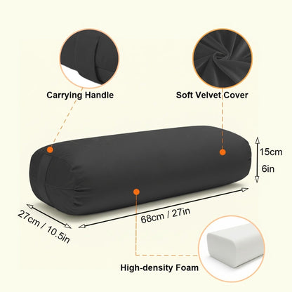 Yoga Bolster Pillow for Restorative Yoga & Meditation - Memory Foam Support Pillow with Removable Velvet Cover