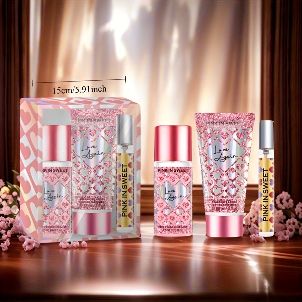 Perfume Gift Set for Women 3-Piece Body Spray Cream Mini EDP Sweet Gourmand Fragrance Date Night Party Birthday Gift