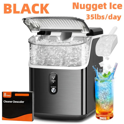 Nugget Ice Maker Countertop Pebble Ice Machine Per Day, Sonic Ice Bullet Ice Cube Options for Home Cooking, Dining and Outdoor Meals