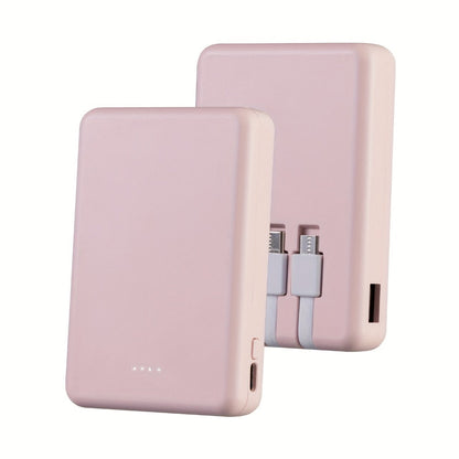 Power Bank Slim 5000mAh or 10000mAh with Built-In USB-C Cable, Four-Device Layout and LED Display