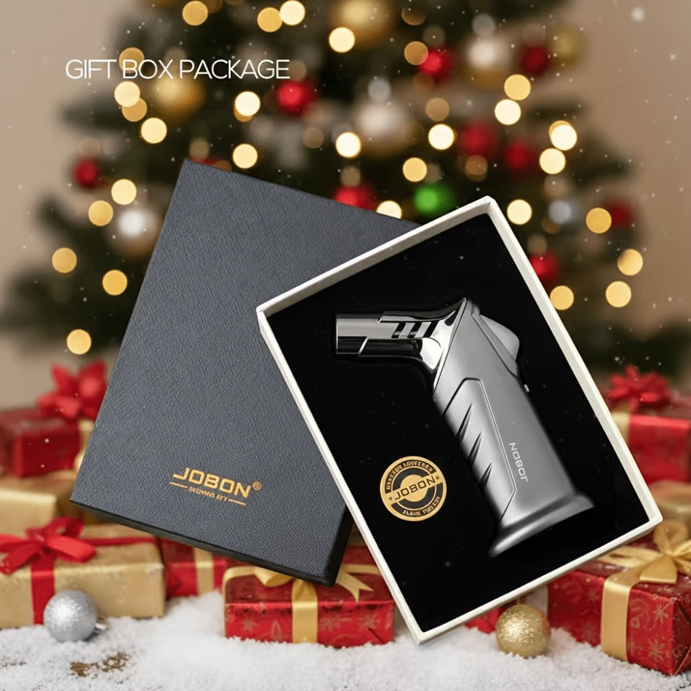 Butane Torch Lighter with Gift Box - Jobon Adjustable Flame Kitchen Torch, BBQ Camping Lighter for Men