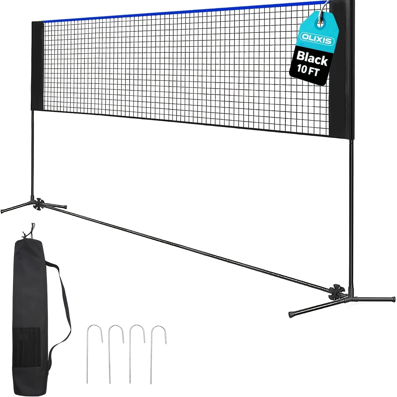 Badminton Volleyball Net Portable Adjustable Height 10ft 14ft 17ft Weather-Resistant Outdoor Indoor Backyard Pool Court Net with Carry Bag