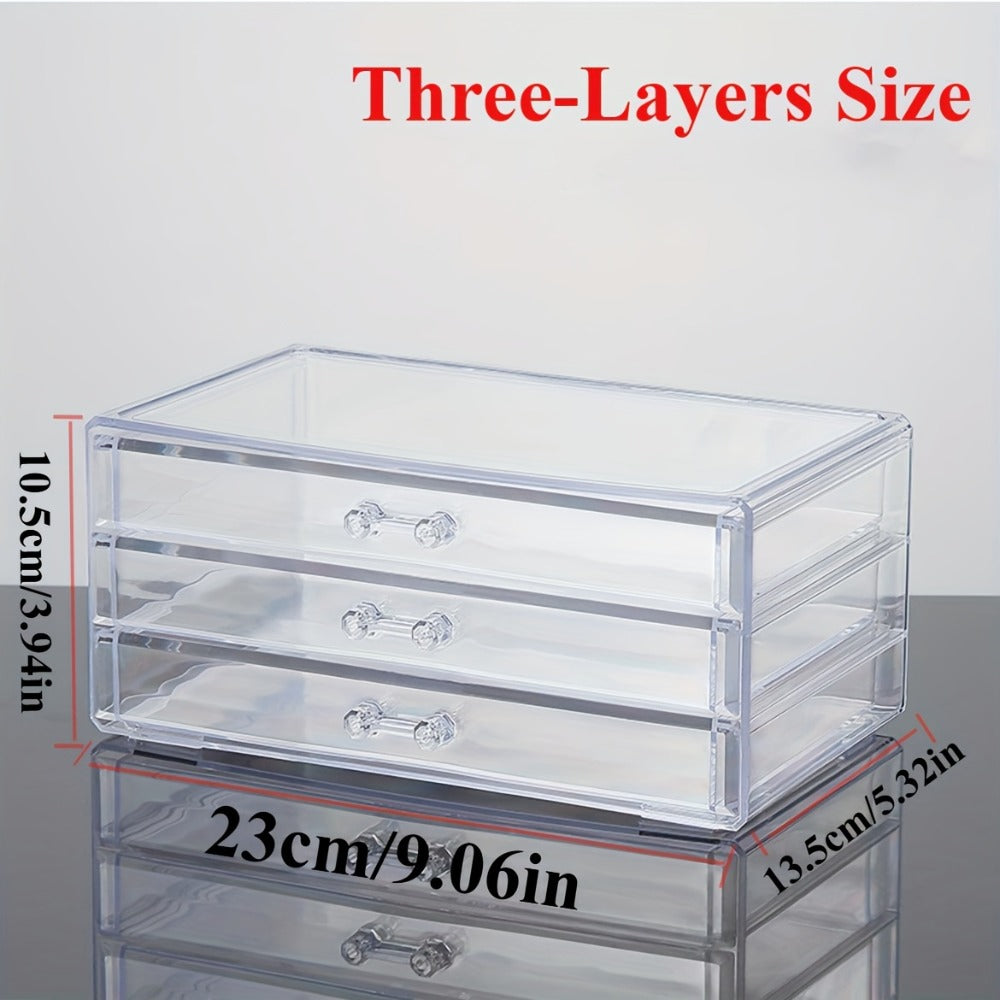 Clear Acrylic Makeup Organizer 5-Tier with Drawers Dustproof Cosmetic Storage for Lipstick Foundation Brushes Skincare