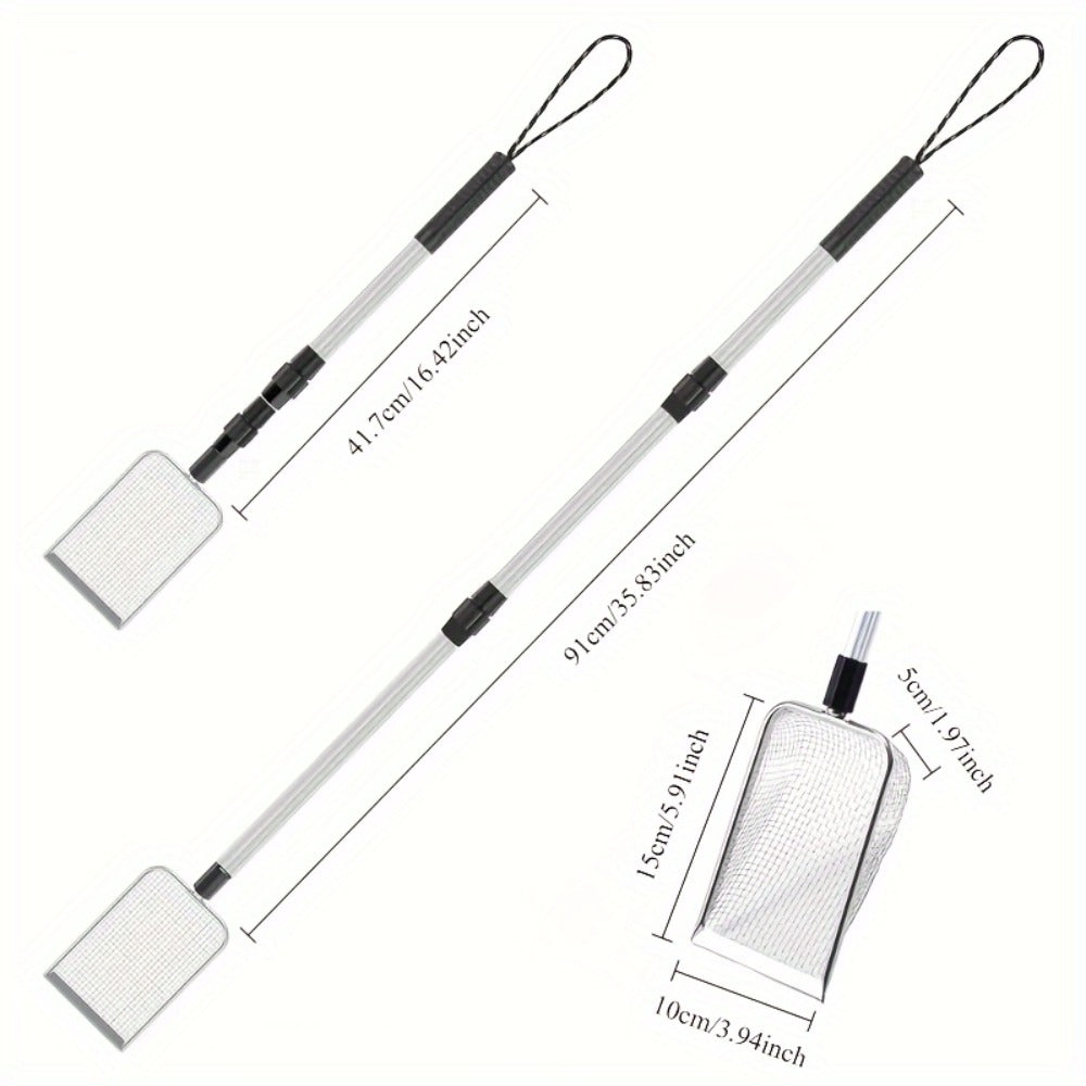 Beach Sand Sifter Scoop Telescopic Handle – Stainless Steel Retractable 3-Section Scoop for Treasure Hunting Shell Collecting Beach Combing