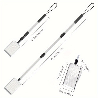 Beach Sand Sifter Scoop Telescopic Handle – Stainless Steel Retractable 3-Section Scoop for Treasure Hunting Shell Collecting Beach Combing