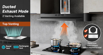 Range Hood 36 Inch Under Cabinet Ducted Ductless Convertible Stainless Steel 350CFM 2-Speed for Home Cooking, Dining and Outdoor Meals