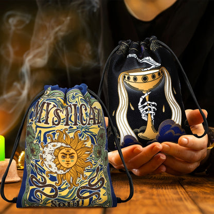 Velvet Tarot Card Bags 16 Pcs Mystical Drawstring Pouches 7.1x5.9 Inch – Dice Jewelry Storage Bag Set for Tarot Enthusiasts