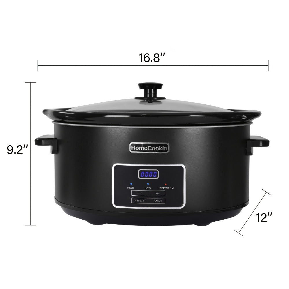 Slow Cooker 7.5 Quart Digital Programmable with Timer Ceramic Pot Stainless Steel Housing for Entryways, Bedrooms and Living Spaces