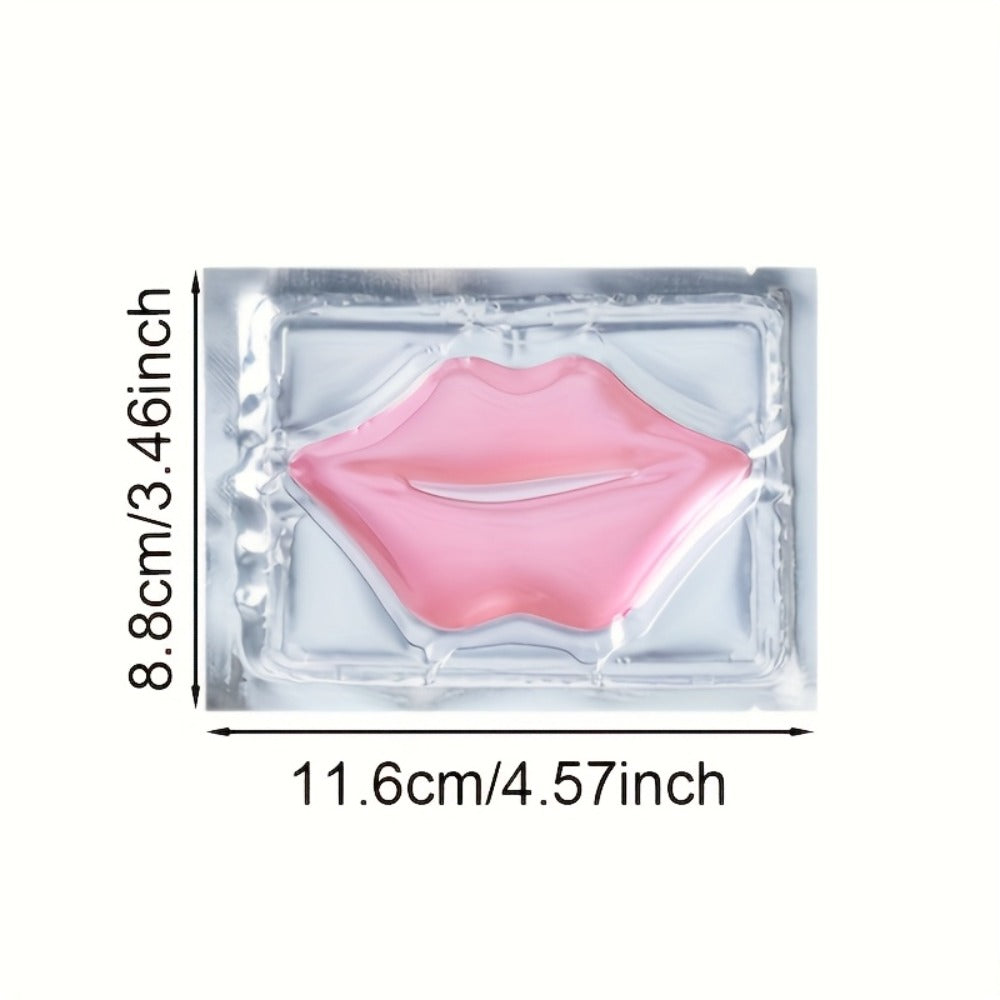 Fifteen Individually Wrapped Pink Lip-Shaped Gel Patches in Clear Rectangular Sachets with 15-Piece Count