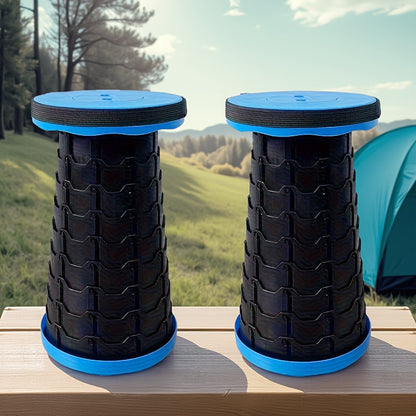 Collapsible Folding Camping Stool 2pcs | Max Load 400lbs Portable Telescopic Stool | Compact Plastic Seat for Travel Camping Hiking Fishing