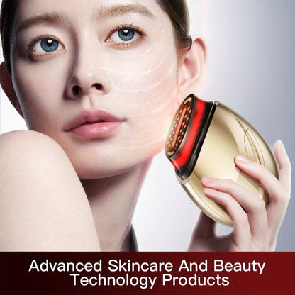 EMS Face Massager, 3-in-1 LED Light Therapy, Heat & EMS, USB Rechargeable Portable Facial Beauty Device for