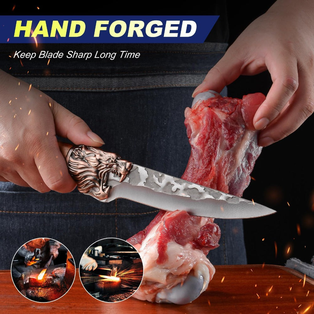 Kitchen Knife Set Professional Forged Chef Knife Set Full Tang Blades with Poultry Shears for Home Cooking, Dining and Outdoor Meals